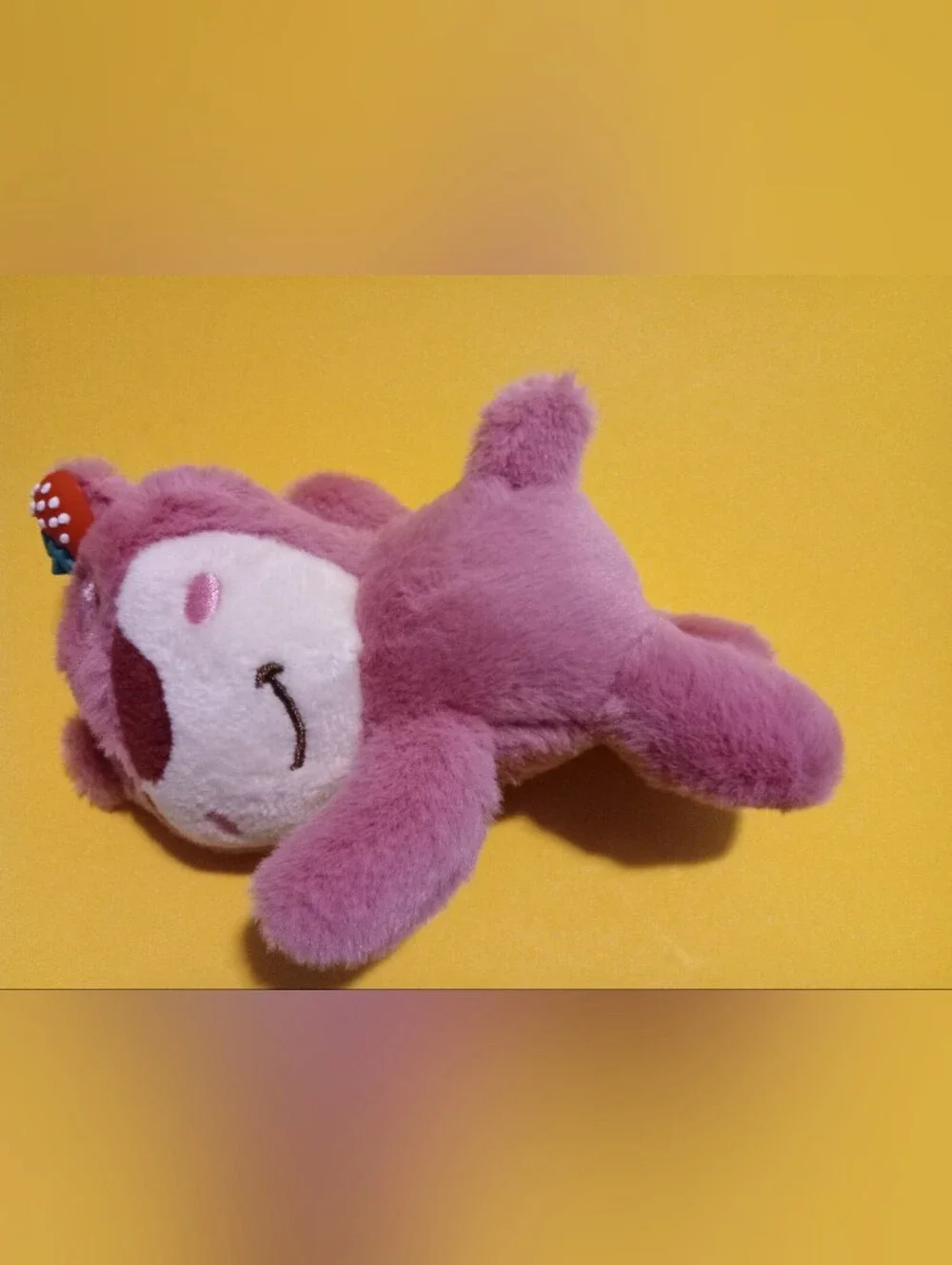 Disney Lots-o-Huggin Bear. Plush Pink Bear Toy Keychain Bag Charm. Sleepy Pose